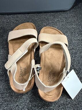 Kids Beige Suede Adjustable Strap Sandals
